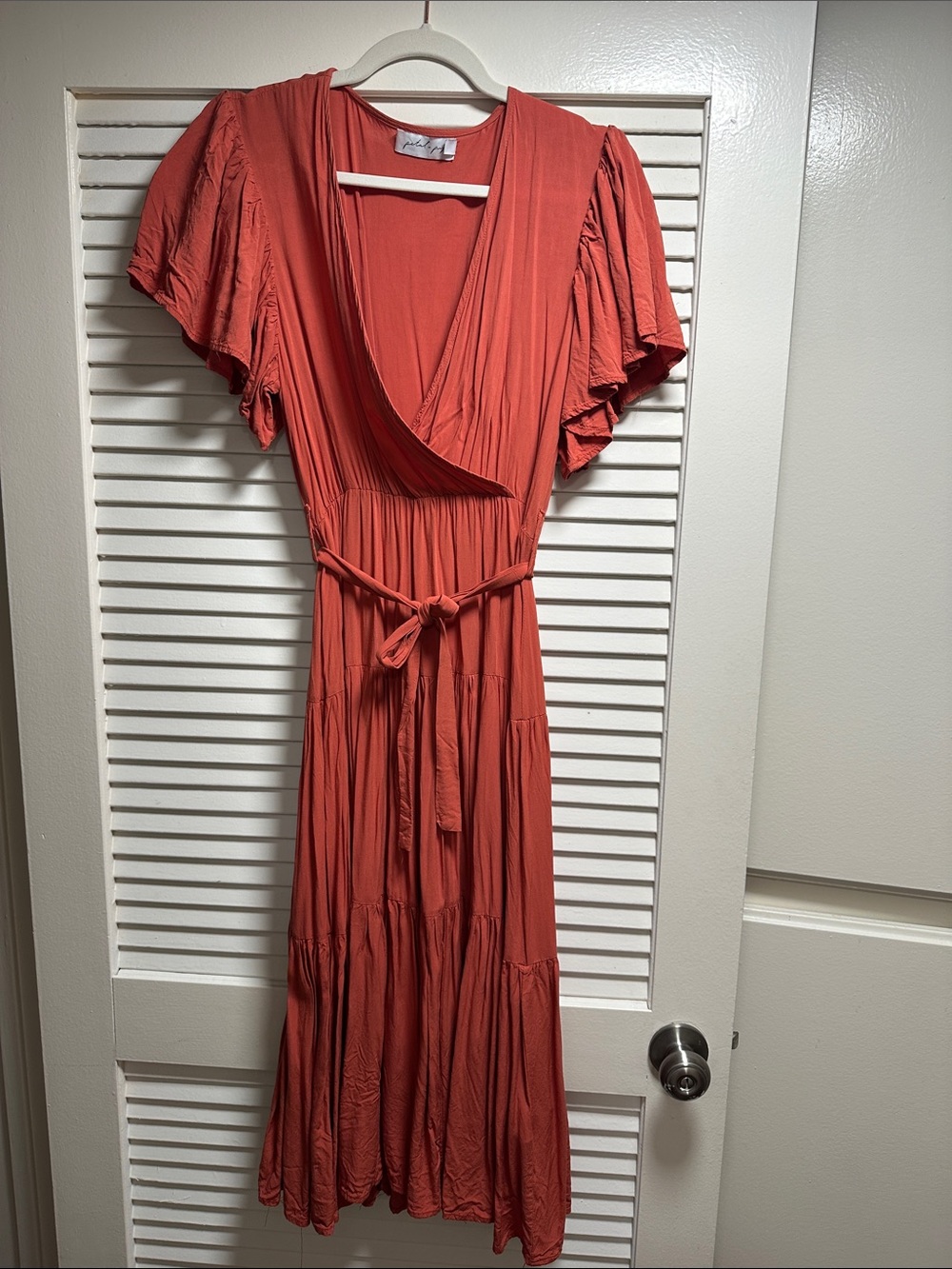 Petal & Pup Rust Red V-Neck Tie-Waist Maxi Dress